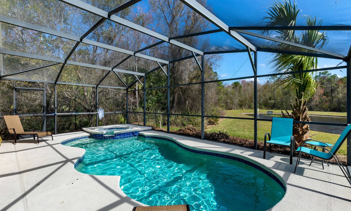 Sandy Ridge Villa | 5 bed Villa with private pool, spa, games room and pond view! Disney nearby.