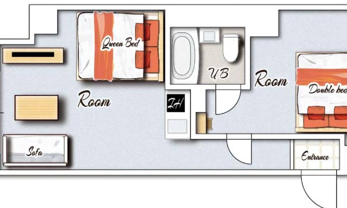 Miyazaki Hotel | Deluxe Room 1 double bed 1 queen bed with kitc/Miyazaki Miyazaki