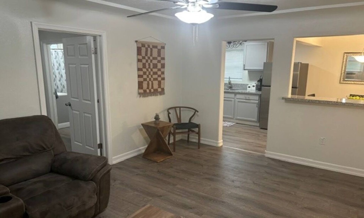 Sanger House | Kick back and relax in this cozy, stylish space.