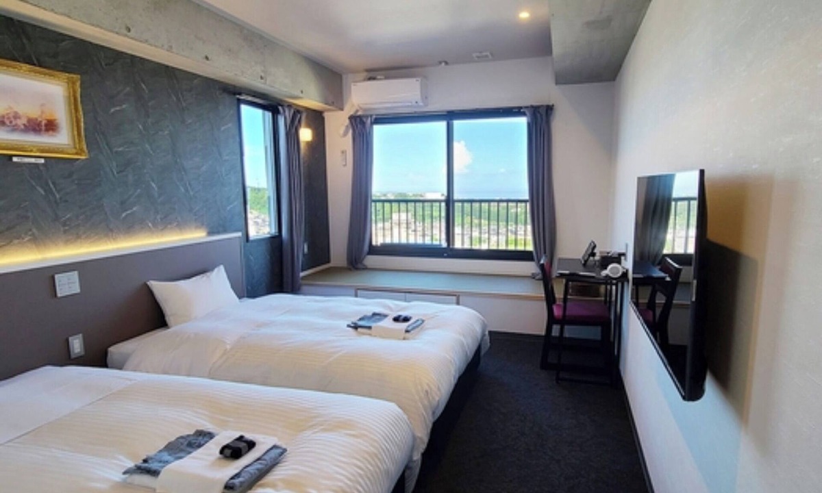 Kannawa Onsen Hotel | Main guest room Ocean side Twin room with a pa/Beppu Ōita