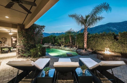 Palm Springs House | 5 BR Custom Mediterranean Estate In Andreas Hills, 5 King Beds Putting Green.