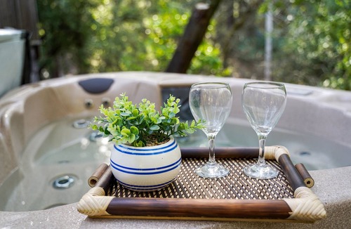 Santa Rosa House | Cozy Woodland Escape, Hot Tub, Redwood + Water Views, mins from spas in Napa