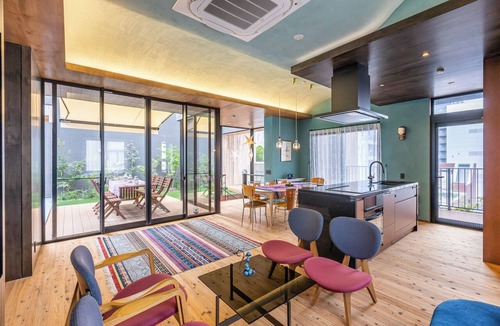 Namba Apartment | Duplex Penthouse with Rooftop Garden & Waterfall, 5 Min Walk to Dotonbori