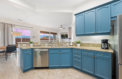 Desert Hot Springs House | NEW! Golden Sunset! Saltwater Pool/Spa + Putting Green + Firepit + Gameroom