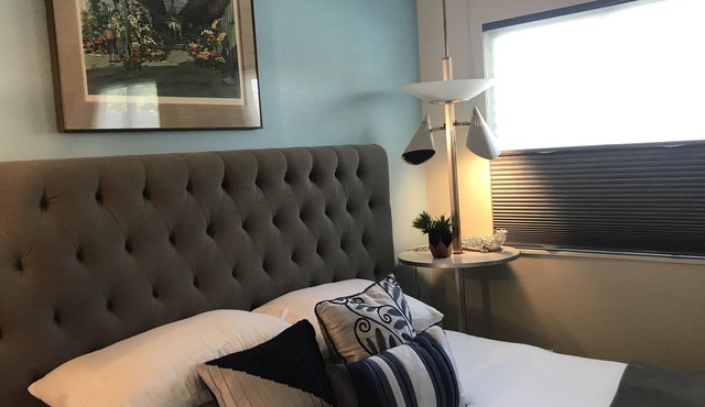 Cozy mid century house with pool, hot tub, Dish Tv, WiFi, fireplace, waterfall