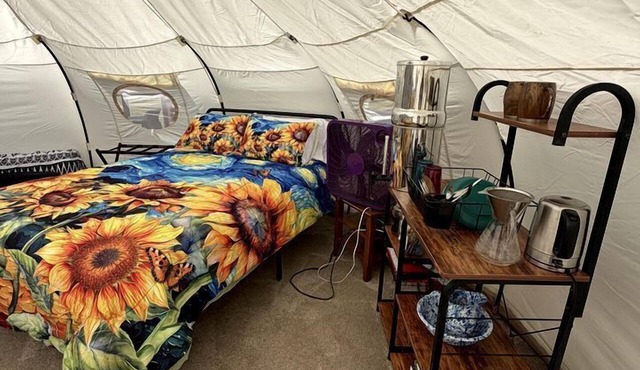 Rustic-Chic Bell Tent with Forest Retreat Amenities Near Wolf Creek, Oregon in Wolf Creek