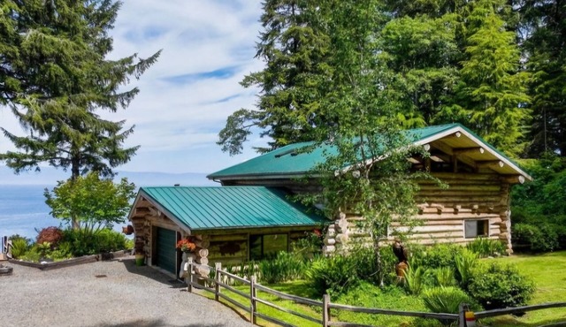 Waterfront, secluded beach. Breathtaking views, Spacious Log Home. Pet friendly. in SEKIU