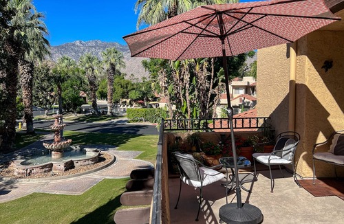 Palm Springs Apartment | Second-floor condo with gorgeous view, pool, hot tub & tennis - 2 dogs OK