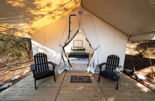 Pauma Valley RV Rental | Secluded Mountain Wall Tent with Scenic Valley Views near Palomar Mountain, CA